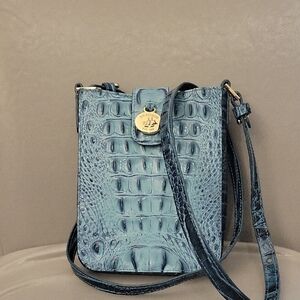 Brahmin Blue Embossed Crossbody Bag